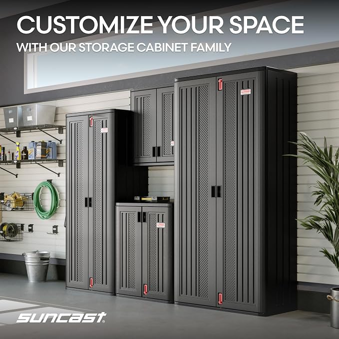 Suncast 30" Heavy-Duty Resin Outdoor Storage Cabinet, Dark Gray - Image 9