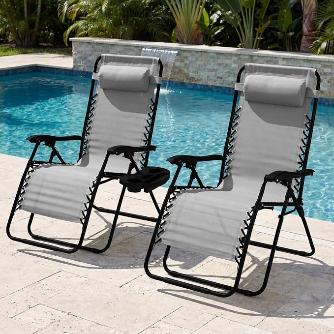 Best Choice Products Set of 2 Extra Wide Adjustable Steel Mesh Zero Gravity - Image 2