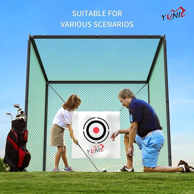 YUNIC Golf Driving Cage with Metal Frame - Choose Standard Hitting Target or Simulator Impact Screen