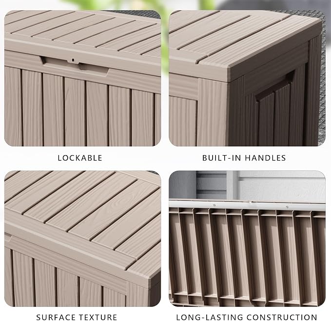 90 Gallon Waterproof Resin Deck Box, UV Resistant Outdoor Storage - Image 5