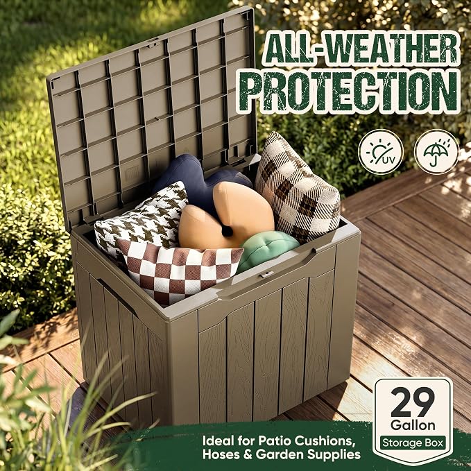 Devoko 29 Gallon Deck Box, Waterproof Resin Outdoor Storage Box | Lockable and - Image 3