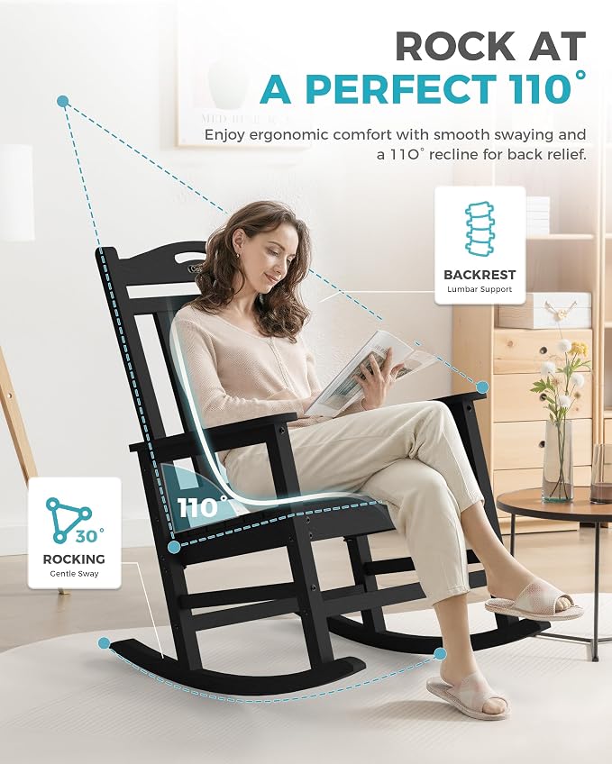 Oversized Outdoor Rocking Chairs Set of 6, 380lbs Heavy-Duty Large Patio Rocker - Image 4