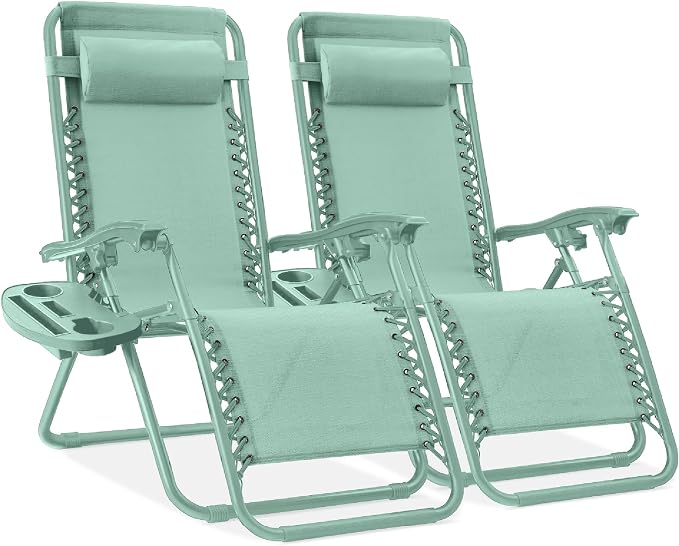 Best Choice Products Set of 2 Adjustable Steel Mesh Zero Gravity Lounge Chair by Unknown