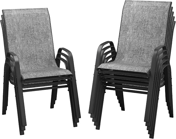 DIFY Patio Chairs Set of 8, Stackable Outdoor Dining Chairs Set by DIFY