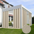 Linen Outdoor Curtains for Patio Waterproof 4 Pcs 54x84 In Cream | Light by HolidayIdeas