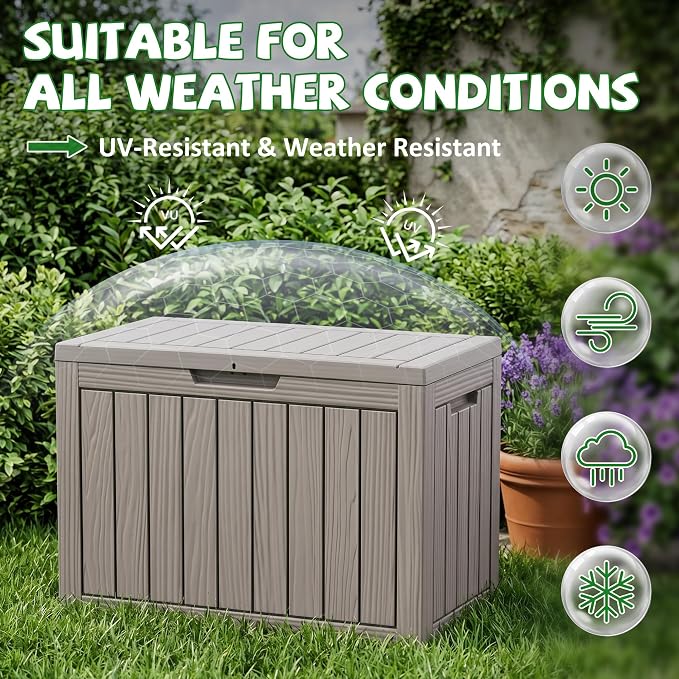 DRATO 55 Gallon Outdoor Storage Box Waterproof, Lockable Resin Deck Boxes | - Image 8