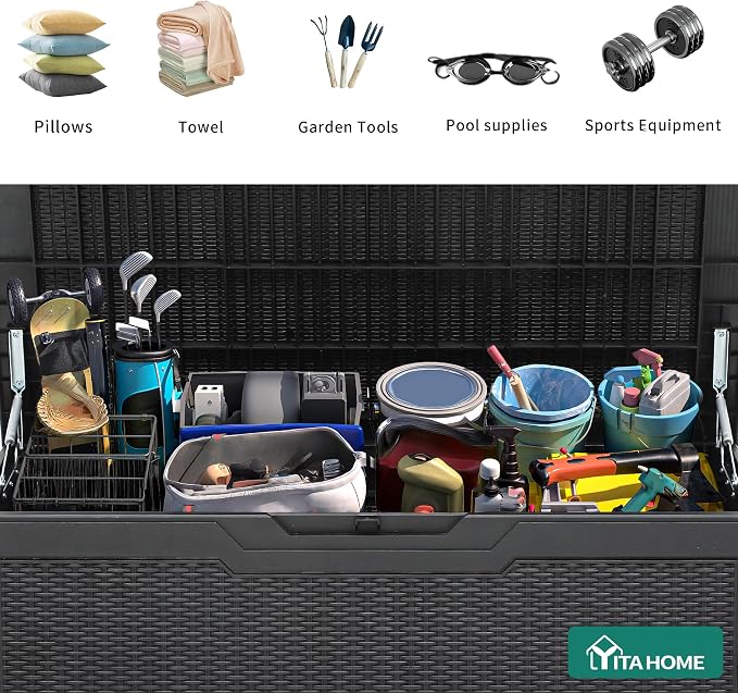 YITAHOME 100 Gallon Large Resin Deck Box Outdoor Storage Boxes - Image 4