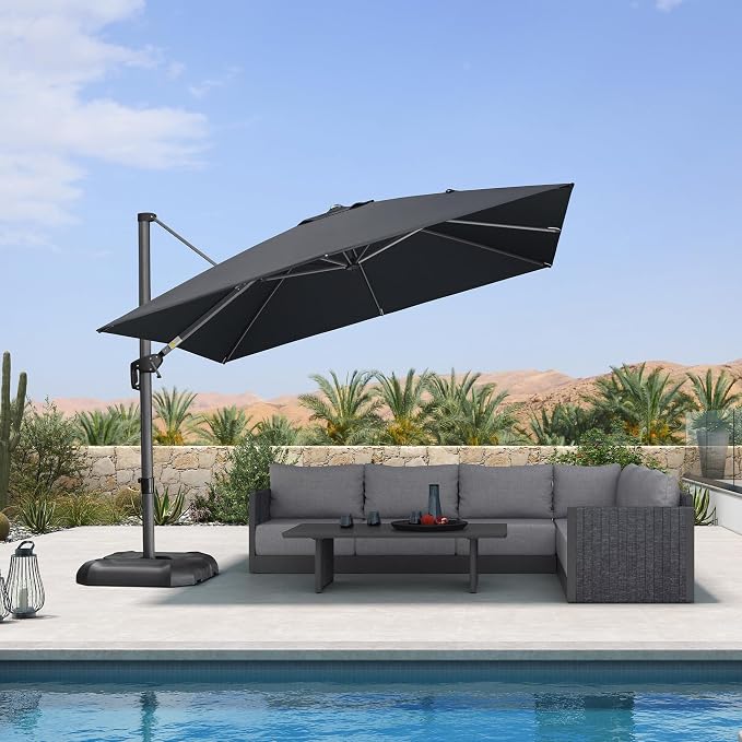 PURPLE LEAF Patio Umbrella Outdoor 10' x 10' Square Easy Assembly Black | Built by PURPLELEAF