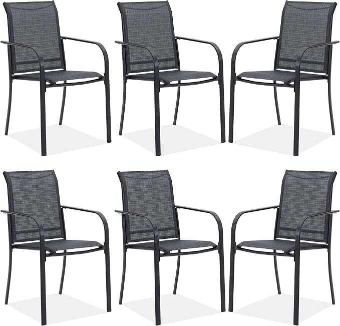 Outdoor Chairs Set of 6, Stackable Patio Dining Chairs by Offeroutdoorsolutions