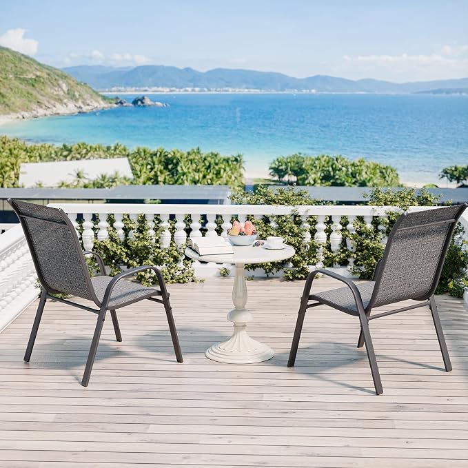 Patio Chairs Set of 2, Stackable Outdoor Dining Chairs Set - Image 4