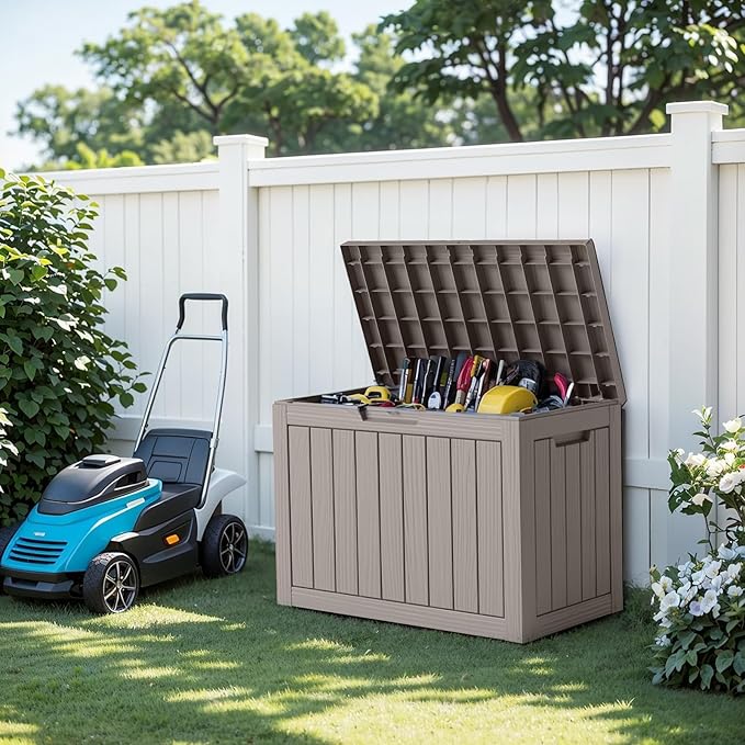 45 Gallon Waterproof Outdoor Storage Box UV Resistant Deck Box | Resin storage - Image 7