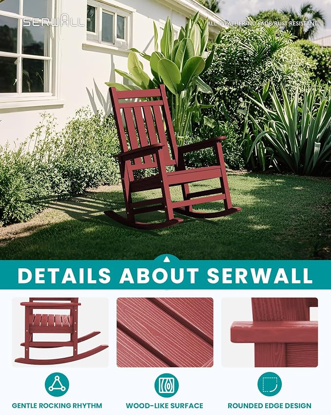 SERWALL HDPE Rocker, Outdoor Rocking Chair - Image 5