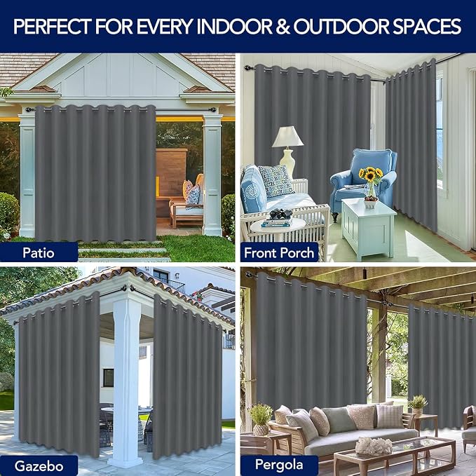 PureFit Outdoor Curtains for Patio Waterproof Weatherproof Outside Curtains | - Image 5