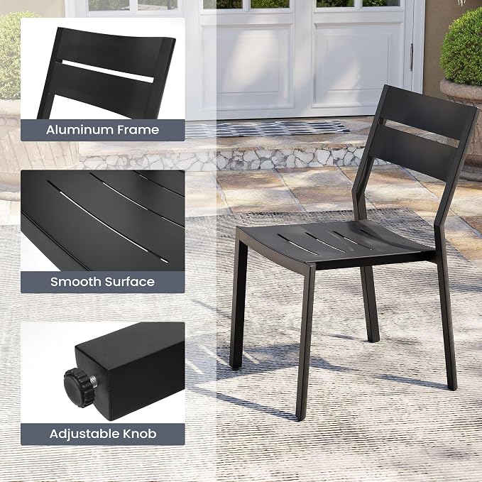 Pellebant Aluminum Stackable Outdoor Patio Dining Chairs Set of 4 | Outdoor - Image 4