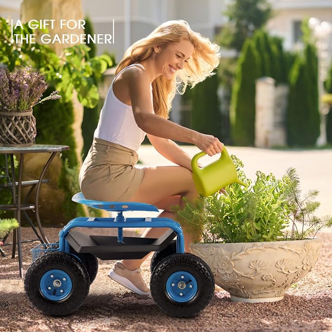 Rolling Garden Cart with Workseat - Image 3