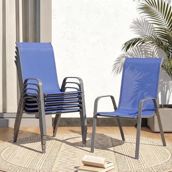 MAMIZO Patio Dining Chairs, Stackable Textilene Chair Set of 4, by MAMIZO