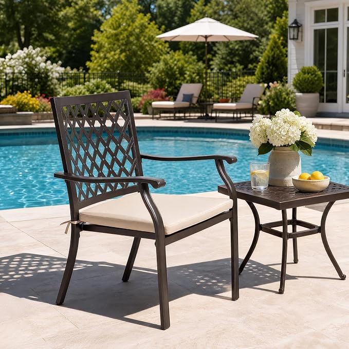 Outdoor Stackable Patio Metal Dining Chairs 4-Piece Set - Image 4