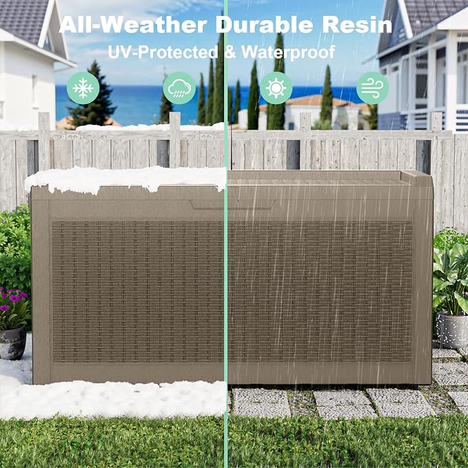 70 Gallon Outdoor Deck Box, Resin Waterproof Storage Box - Image 4
