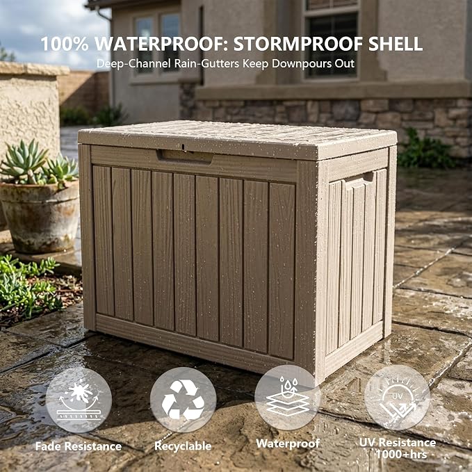 Outdoor Storage Box, 50 Gallon Waterproof Deck Box, Snap-Together Storage Bin - Image 4