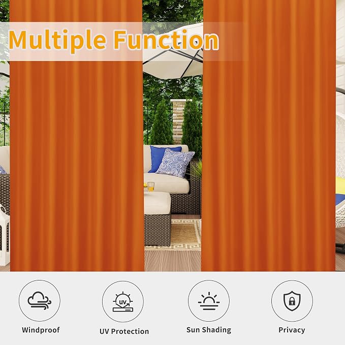 Easy-Going Outdoor Patio Curtains 2 Panels, 54x120 inch, Porch and Pergola - Image 5