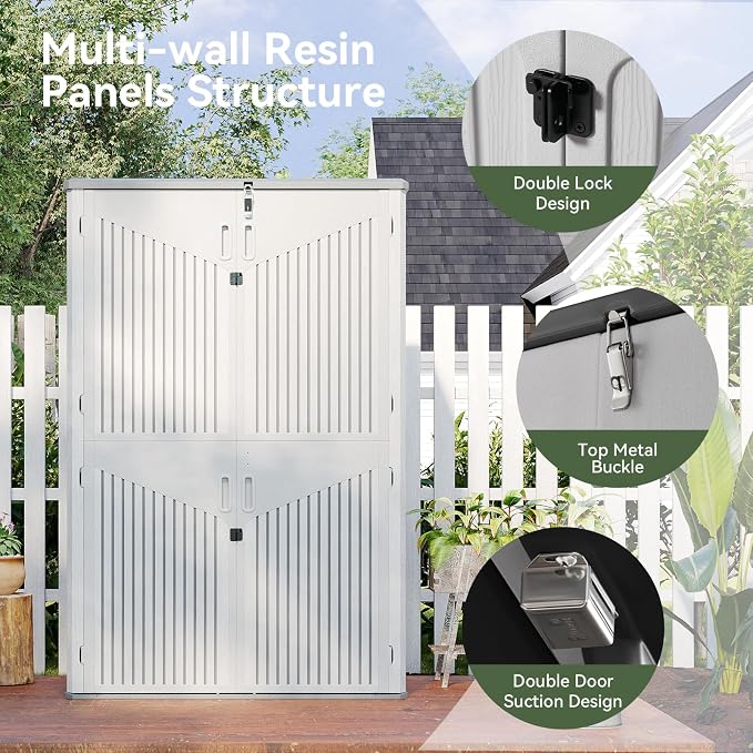 Aoxun 64 Cu.Ft Resin Outdoor Storage Shed - Image 3