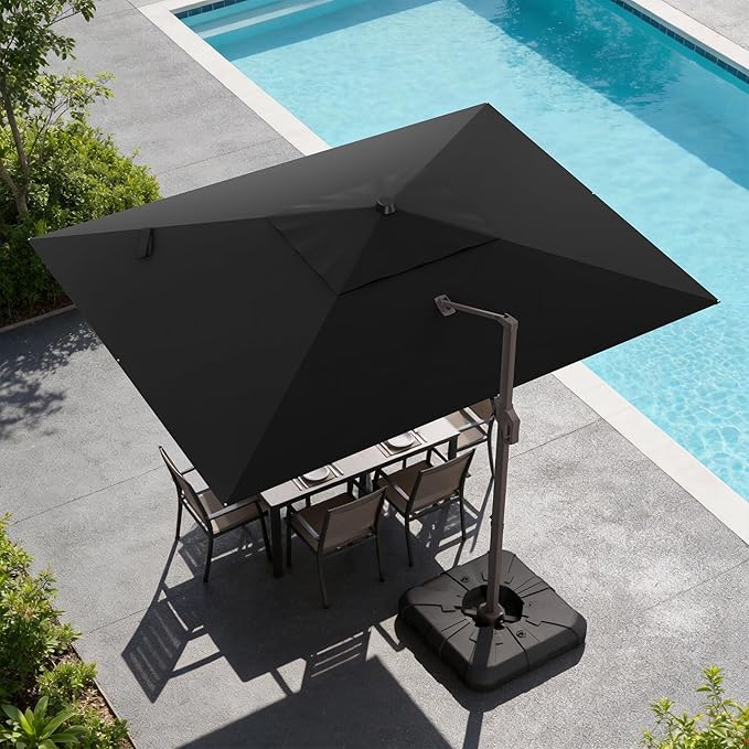 9x12 FT Cantilever Patio Umbrella, Large Rectangular Offset Outdoor Umbrella by ZLACUIU