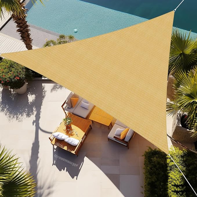 Shade&Beyond Triangle Sun Shade Sail 12'X12'X17' Permeable Canopy Sand by ShadeBeyond