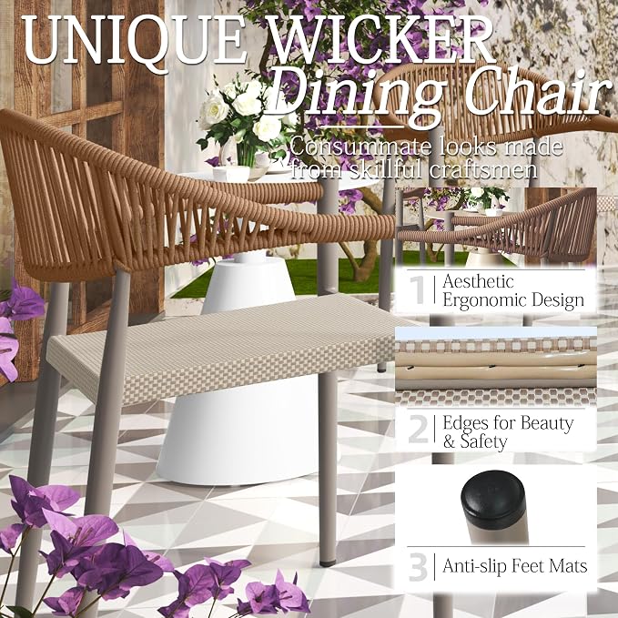 TWT Patio Dining Chairs Outdoor Stackable - Image 6