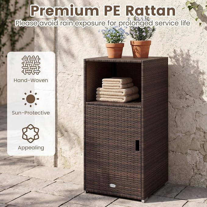 Tangkula Rattan Outdoor Storage Cabinet - Image 4