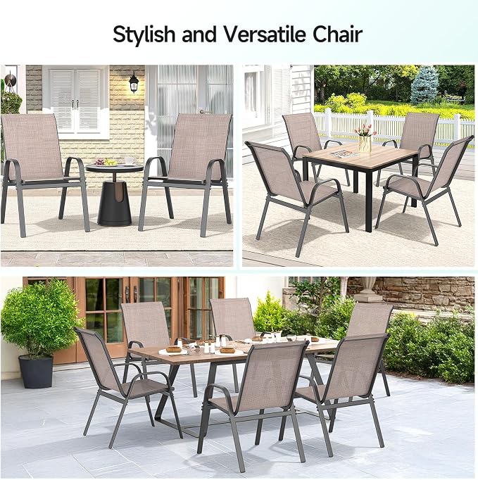 Patio Chairs Set of 6, All Weather Outdoor Dining Chairs | Stackable Dining - Image 8