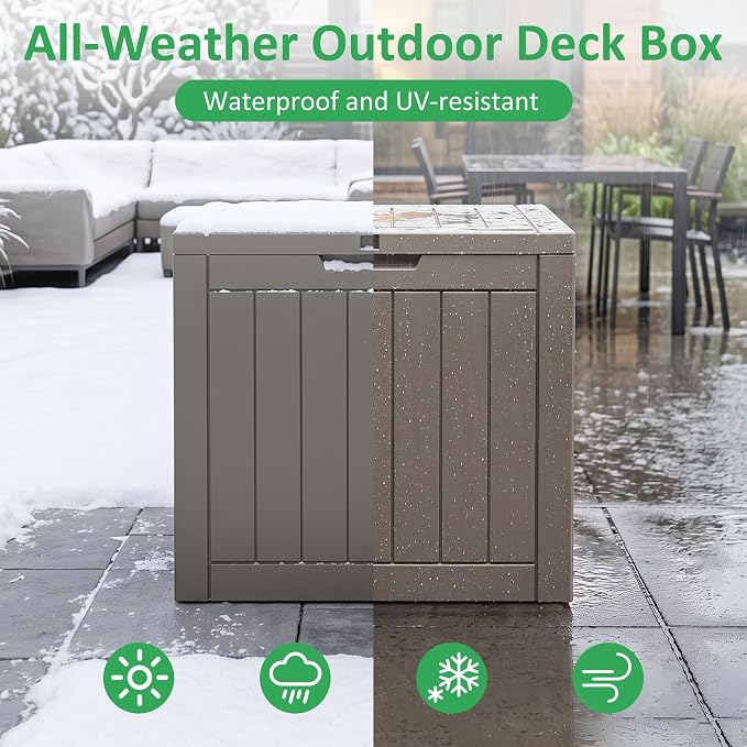 40 Gallon Lockable Outdoor Deck Box, Waterproof Weatherproof Resin Storage - Image 6