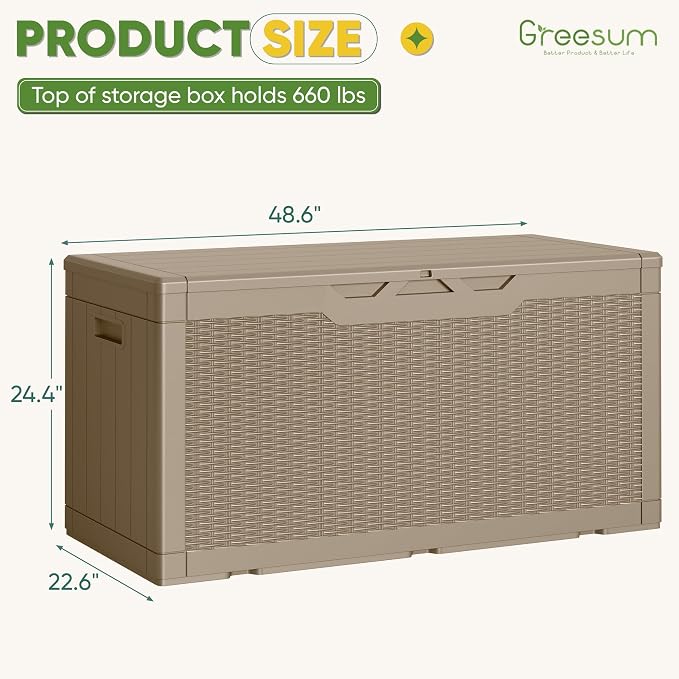 Greesum Outdoor Storage Box 100 Gallon Storage Bin - Image 7