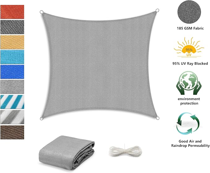 Tronssien Rectangle 12'x12' Sun Shade Sail, 95% UV Blockage Canopy Awning - Image 2