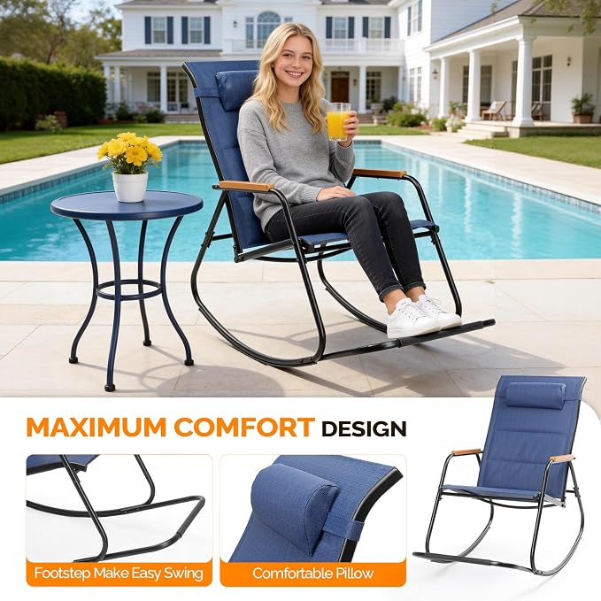VINGLI Outdoor Rocking Chair, Textilene Mesh Patio Rocker, Outdoor Rocker - Image 7