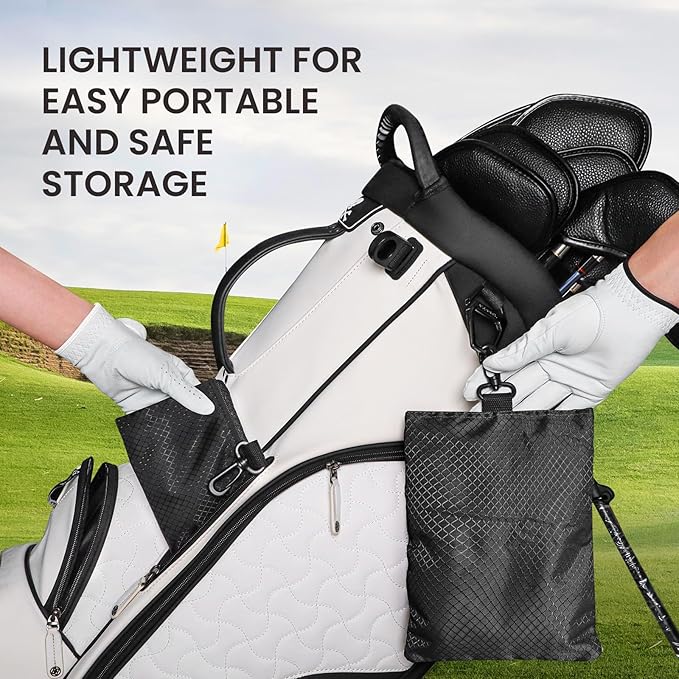 FINGER TEN Golf Pouch Bag for Valuables Tee Color with 4 Golf Pencil Pack, Zippered Pocket Gear Clip Hook to Bag