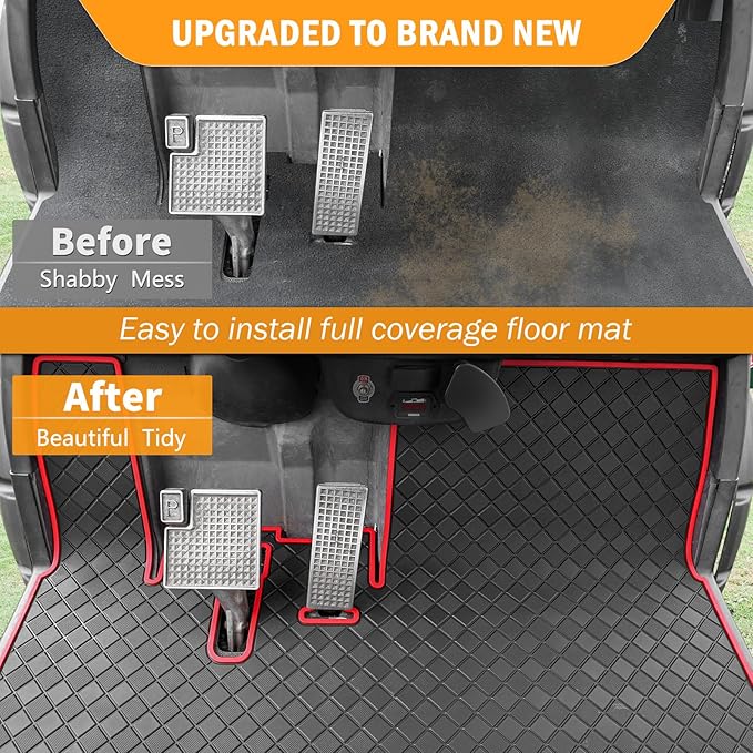 Golf Cart Floor Mat for Yamaha,Customize Non-Slip Full Coverage Liner Matt Replacement Fits to Yamaha G29/Drive, Drive2,Adventurer,QuieTech 2017+,Durable Easy to Clean