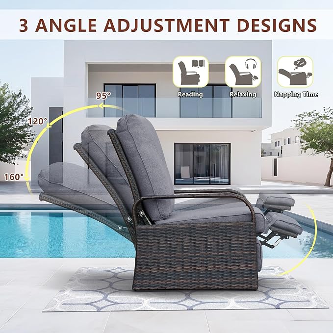 Outdoor Wicker Recliner Chair - Image 3