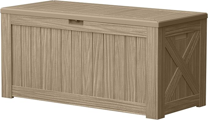 Devoko 120 Gallon Deck Box Resin Outdoor Storage Box Waterproof | Large Outdoor by DEVOKO