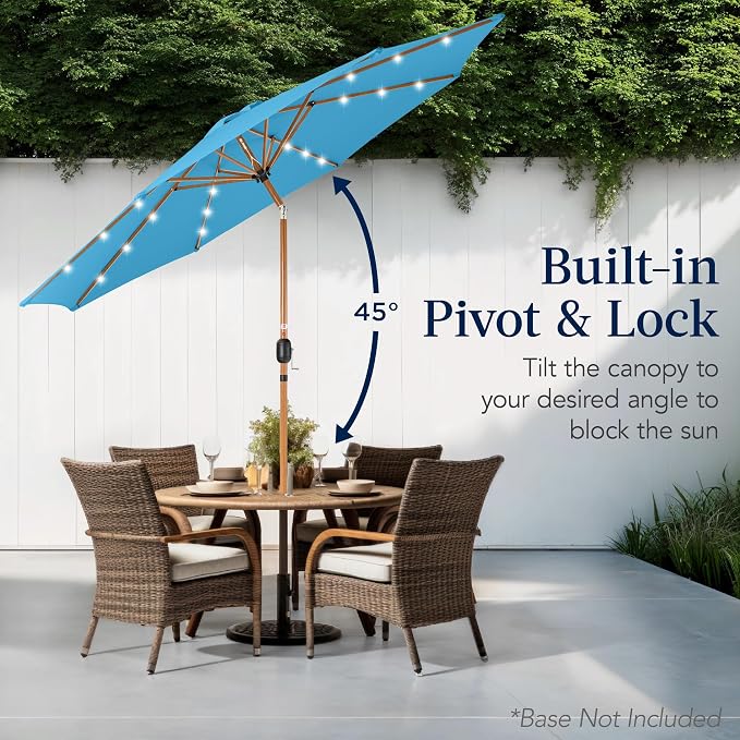 Best Choice Products 10ft Solar Market Patio Umbrella w/Woodgrain Pattern Pole - Image 5