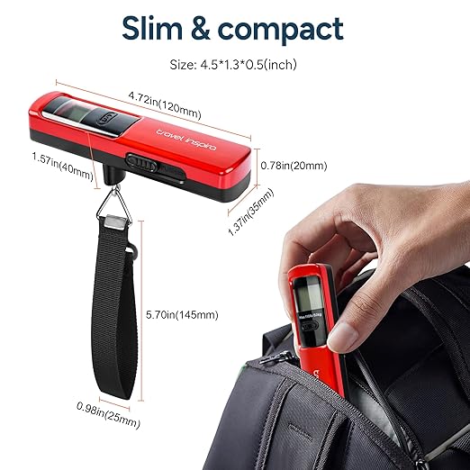 Battery-Free Luggage Scale, Suitcase Scale for Travel, 110 lbs/50 kg, Portable Handheld Weight Scale, No Batteries Needed