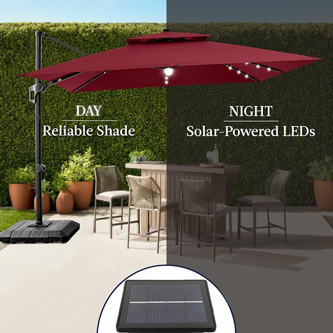 Best Choice Products 9x12ft LED Cantilever Patio Umbrella w/Base Included & - Image 6