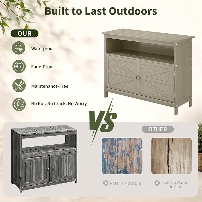 HIPS All-Weather Outdoor Storage Cabinet, Outdoor Sideboard - Image 5
