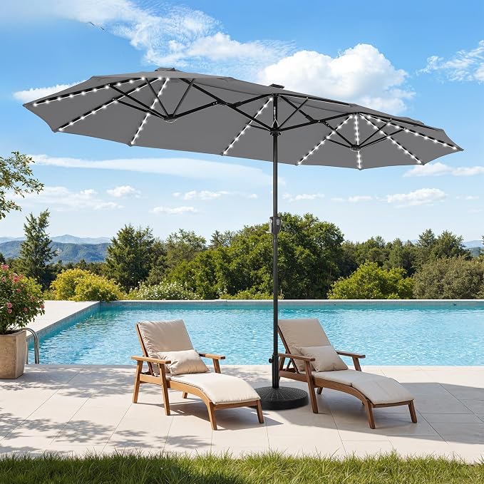 13 ft Patio Umbrella with 120 LED Solar Lights Outdoor Umbrella, 8 Colors - Image 8