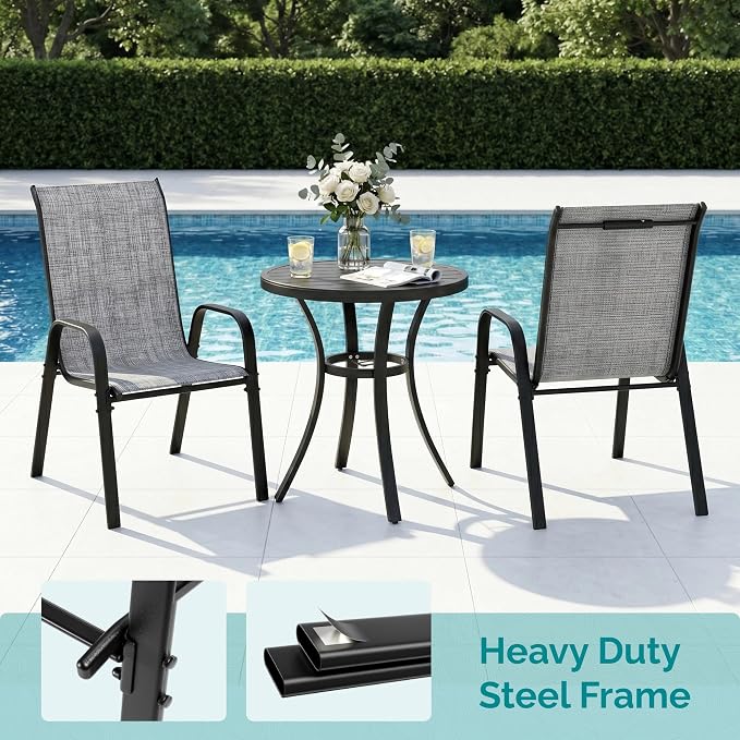 MAMIZO Patio Dining Chairs, Stackable Textilene Chair Set of 4, - Image 4