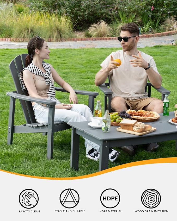 Stackable Set, 4 Chairs with 47in Table, All-Weather HDPE, 4 Stackable - Image 4