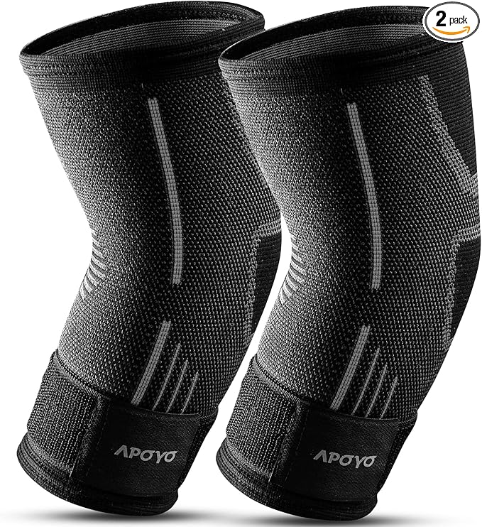 APOYO Elbow Brace for Tendonitis and Tennis Elbow, (Pair) Compression Sleeve for Arthritis, Workouts, Reduce Joint Pain During Fitness Activity (Small)