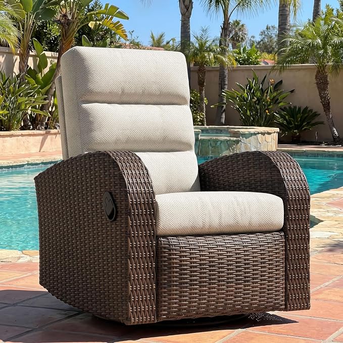 Oversized Wicker Outdoor Swivel Glider Recliner by LayinSun
