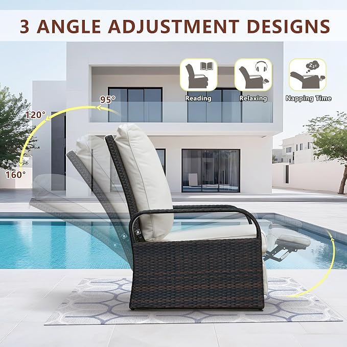 Outdoor Wicker Recliner Chair - Image 3