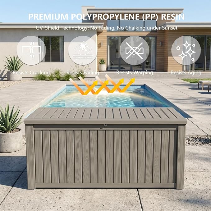 Outdoor Storage Box, 200 Gallon Waterproof Deck Box, Premium Hydraulic Cushion - Image 4