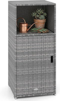 Tangkula Rattan Outdoor Storage Cabinet, Patiojoy PE Wicker Outdoor Cabinet by TANGKULA